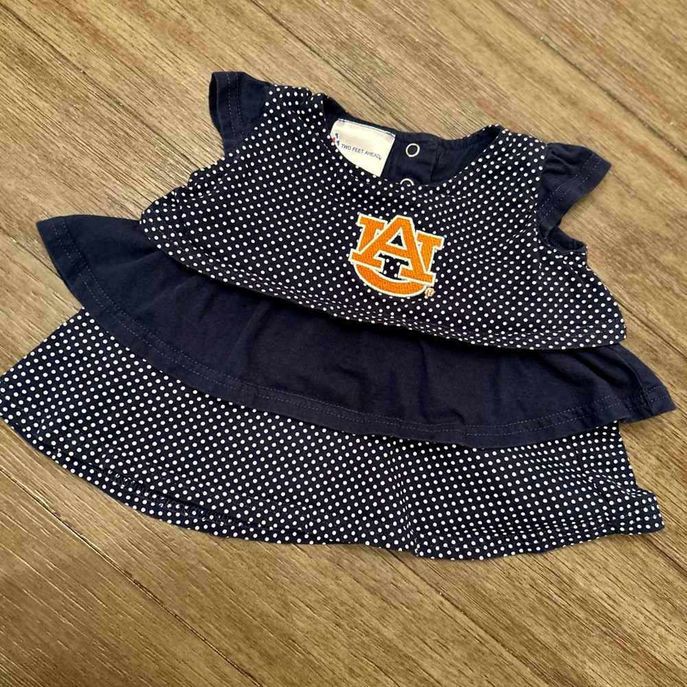 Auburn Tigers Baby Girl Polka Dot Ruffle Top 12M Two Feet Ahead